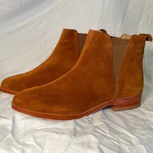 Nisolo Eva Everyday Chelsea Boot In Nutmeg Suede. Originally $228.